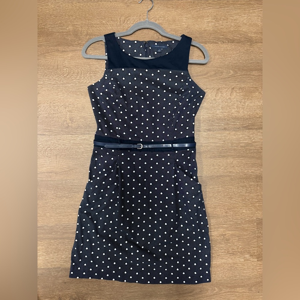 Tommy Hilfiger Navy and White Polka Dot Midi Dress